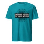 Honor Ancestors Stay Rooted Tropical Blue Unisex T-shirt by Wayuką́