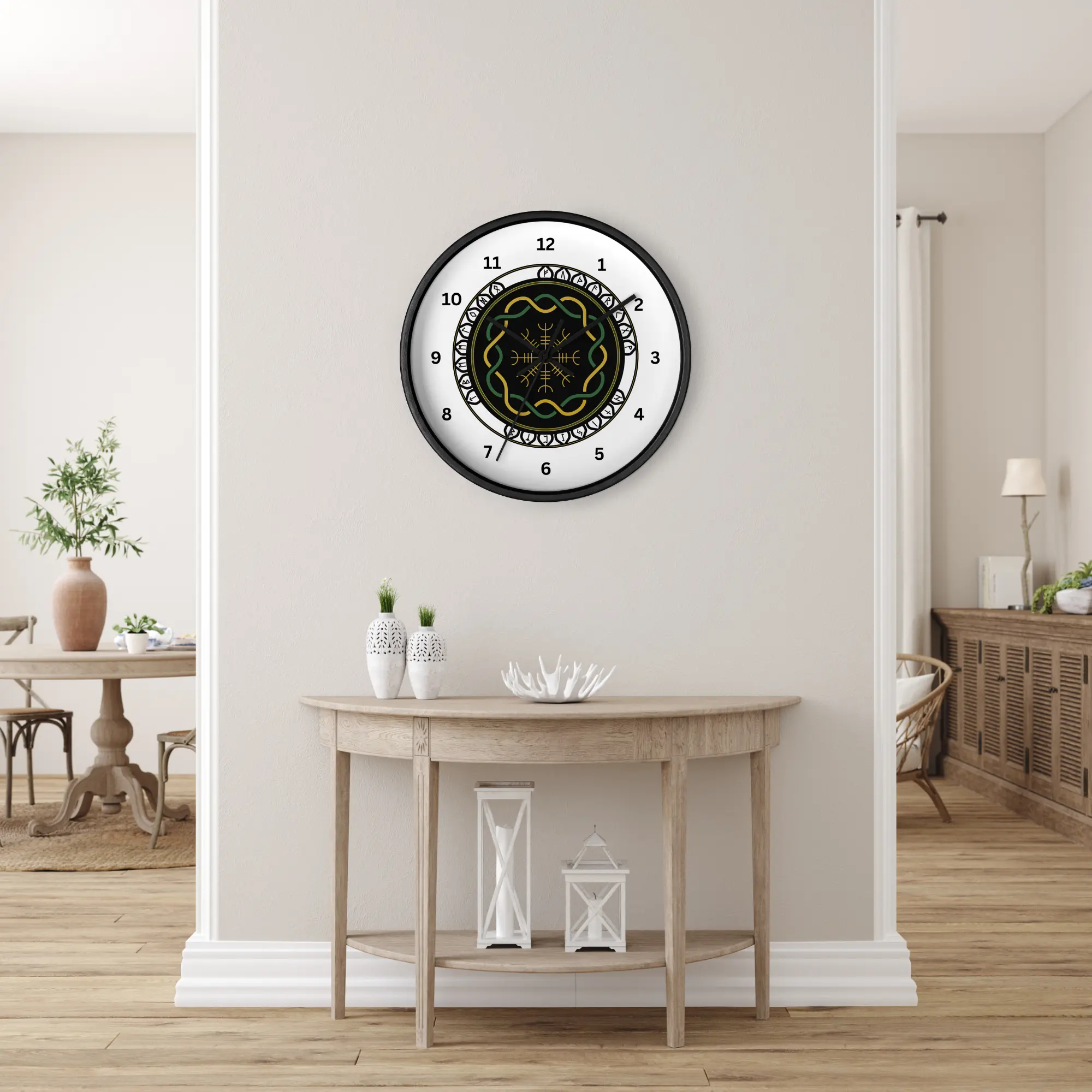 Celtic Runes 3 Black Wall Clock by Wayuką́
