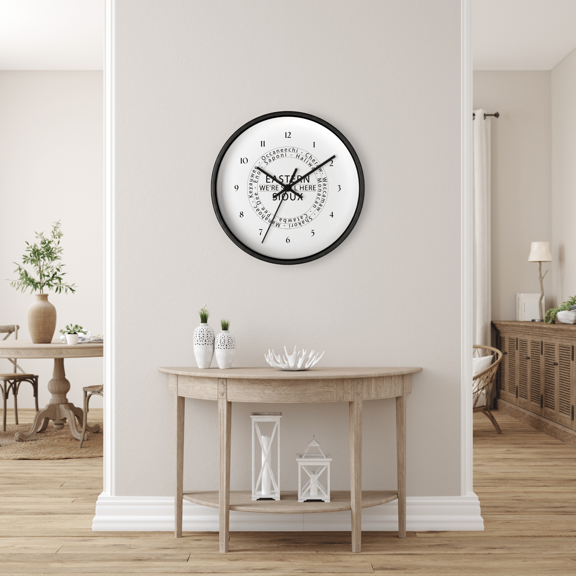 Eastern Sioux We're Still Here Black Wall Clock by Wayuką́