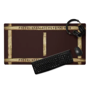 Isa Brown Grunge Desk Mat by Wayuką́