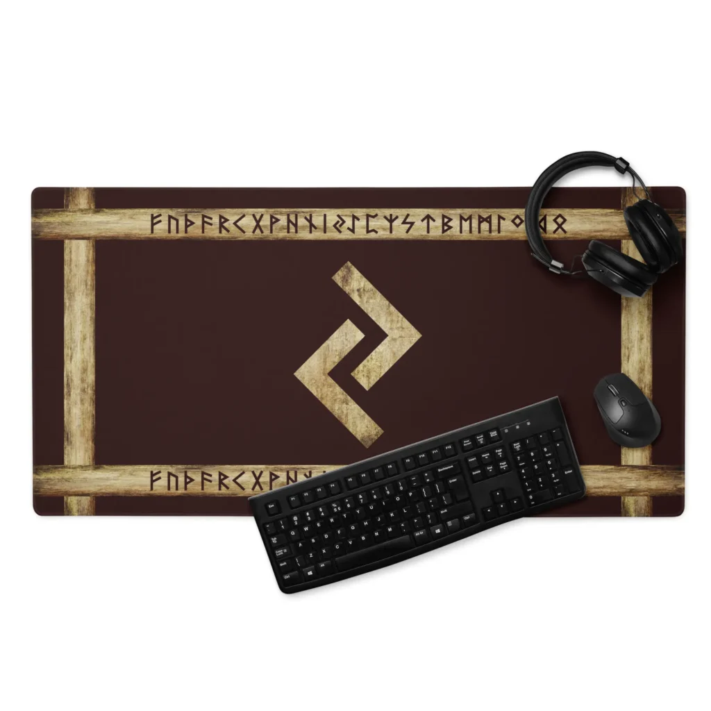 Jera Brown Grunge Desk Mat by Wayuką́