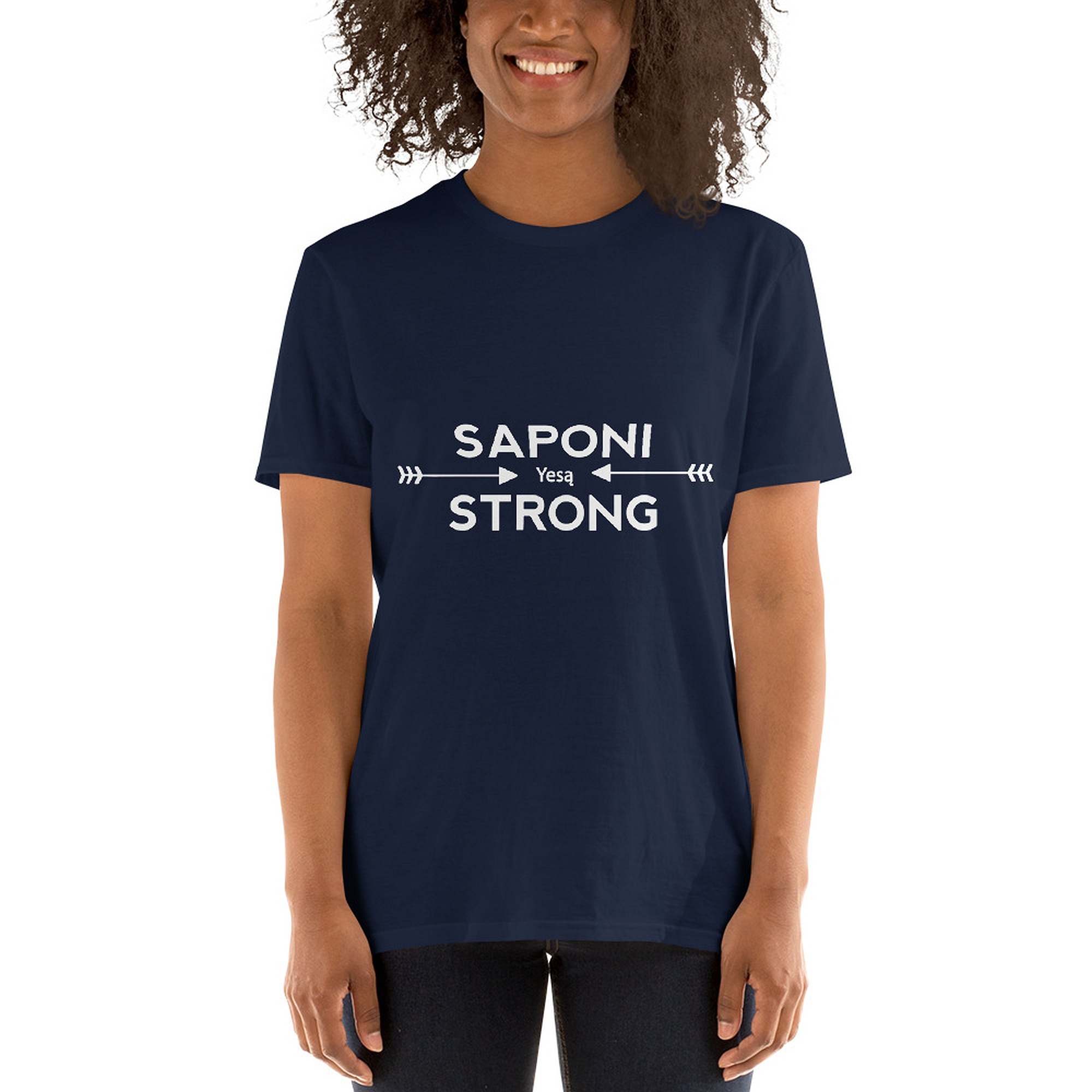 Saponi Strong Arrows Navy Unisex T-shirt by Wayuką́
