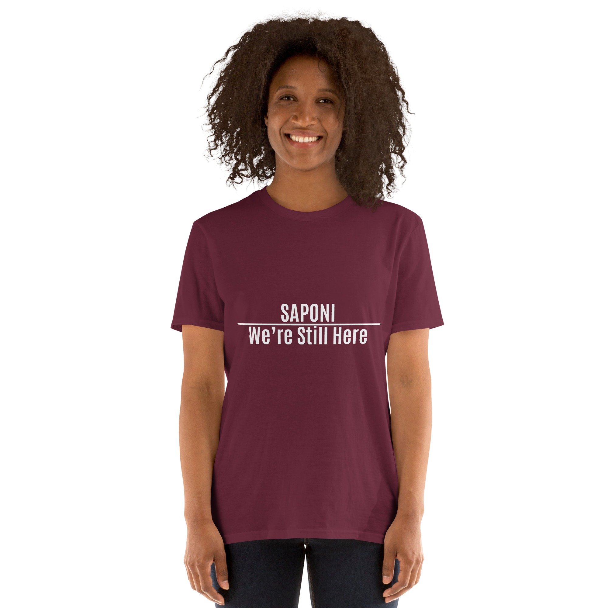 Saponi We're Still Here Maroon Unisex T-shirt by Wayuką́