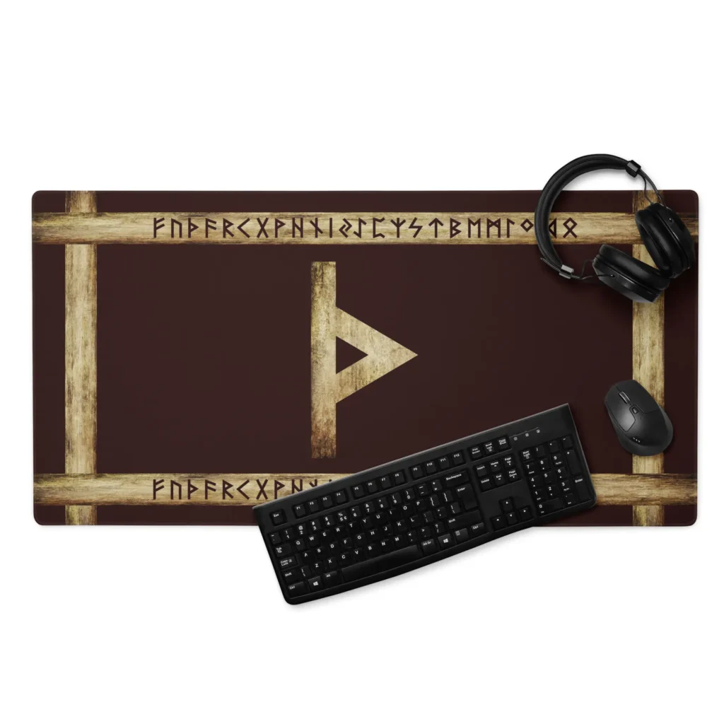 Thurisaz Brown Grunge Desk Mat by Wayuką́