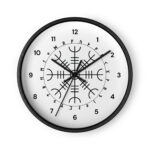 Aegishjalmr Runes Black Wall Clock by Wayuką́