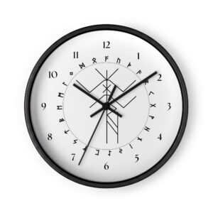 Hagazussa Bind Rune Black Wall Clock by Wayuką́