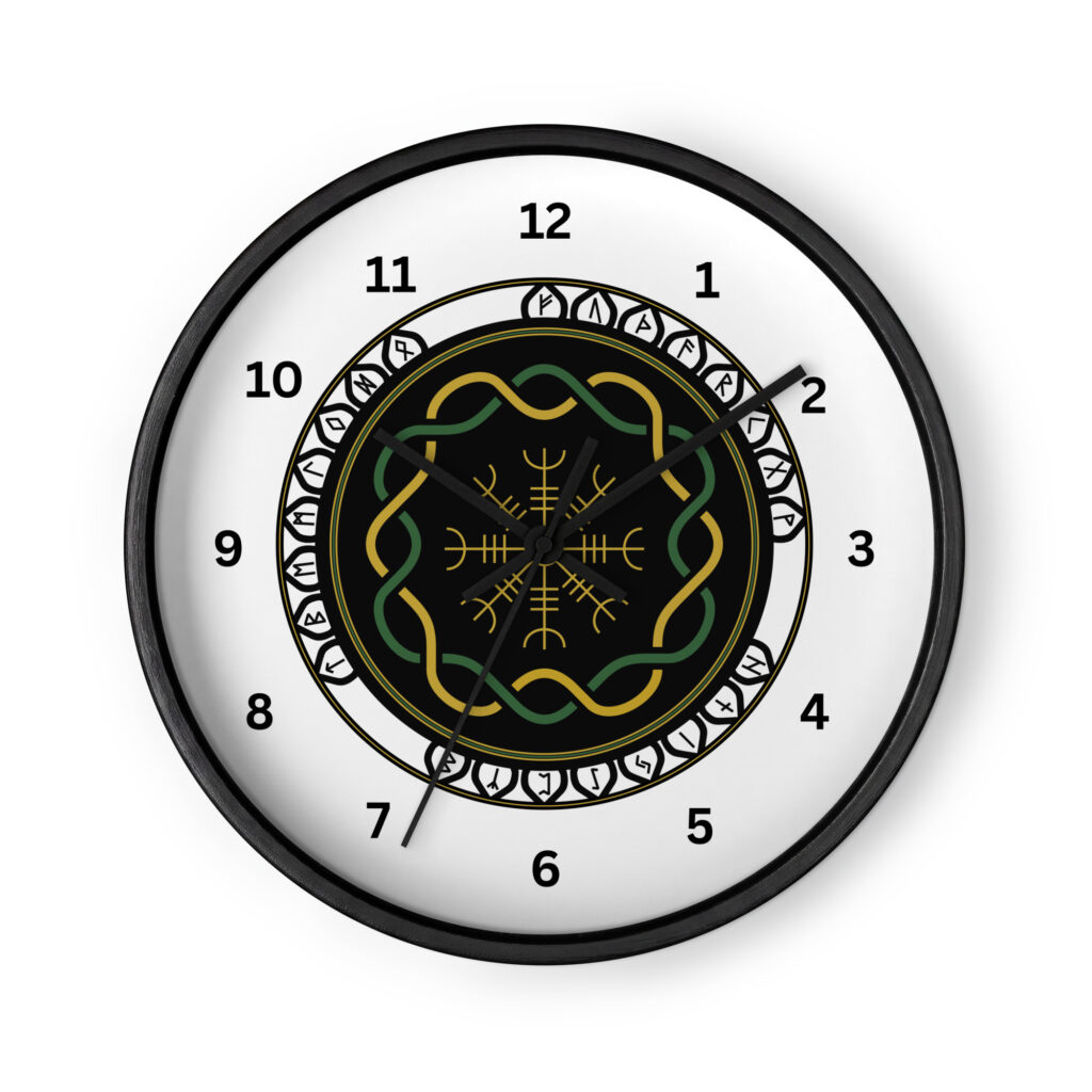 Celtic Runes 3 Black Wall Clock by Wayuką́
