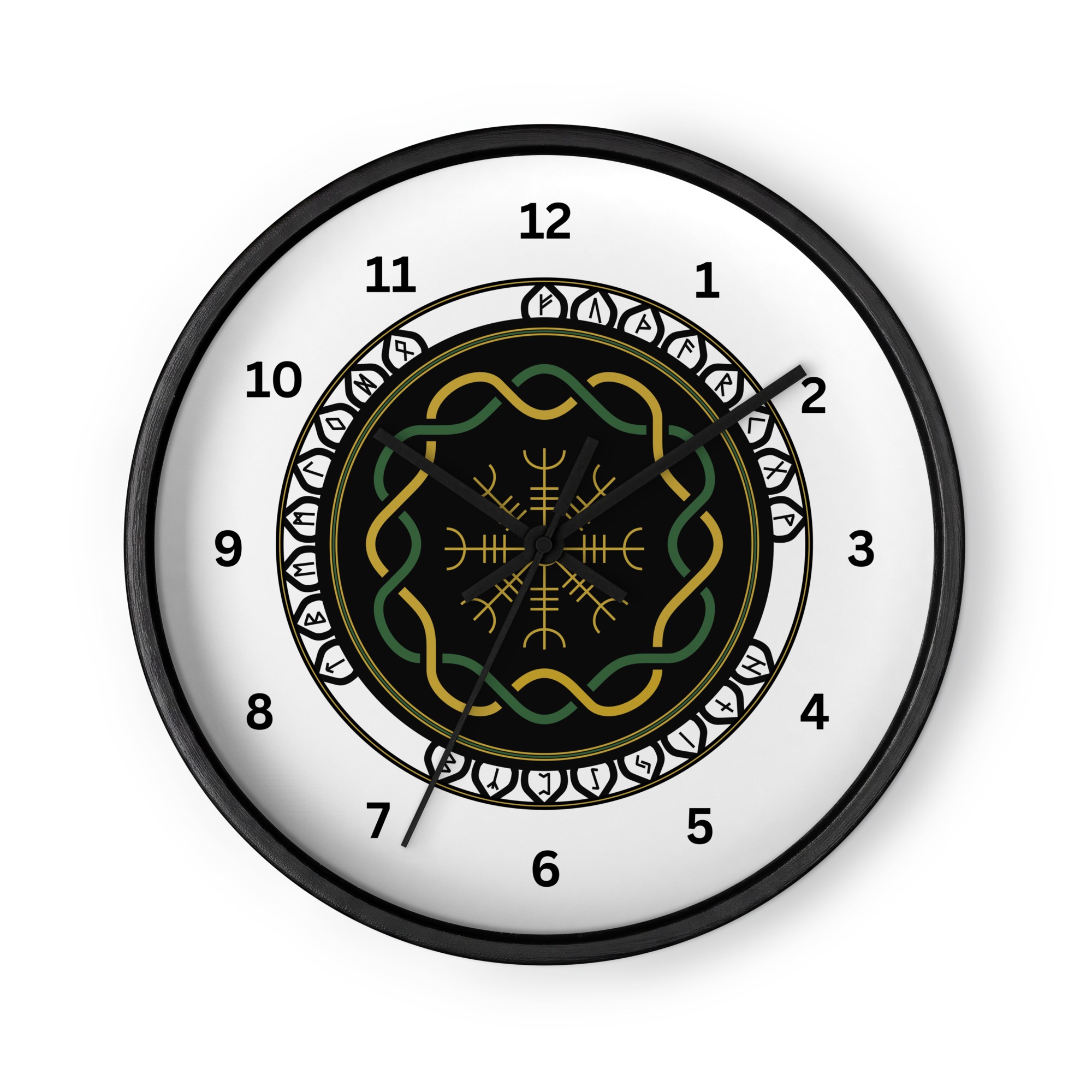 Celtic Runes 3 Black Wall Clock by Wayuką́