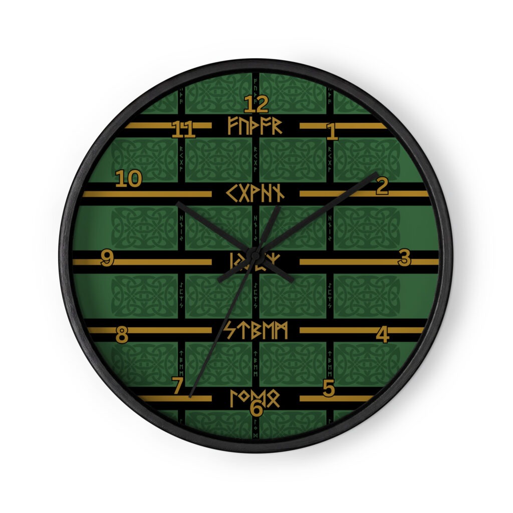 Celtic Runes 1 Black Wall Clock by Wayuką́