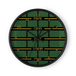 Celtic Runes 1 Black Wall Clock by Wayuką́