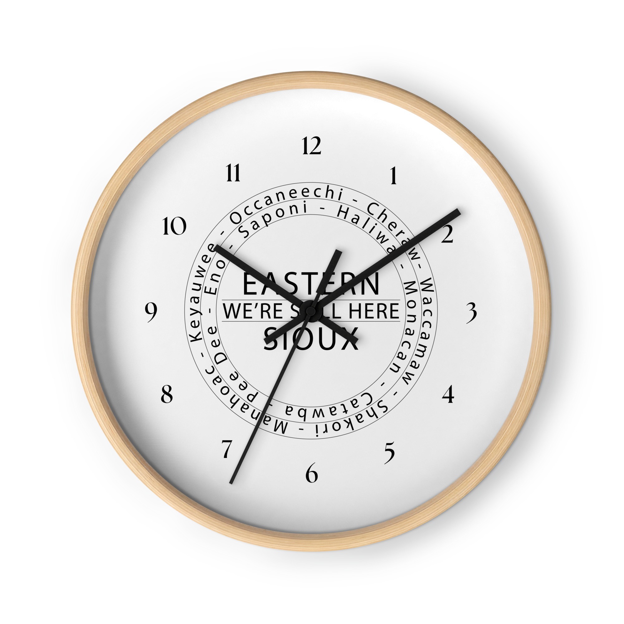 Eastern Sioux We're Still Here Wooden Wall Clock by Wayuką́
