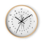 Hagazussa Bind Rune Wooden Wall Clock by Wayuką́