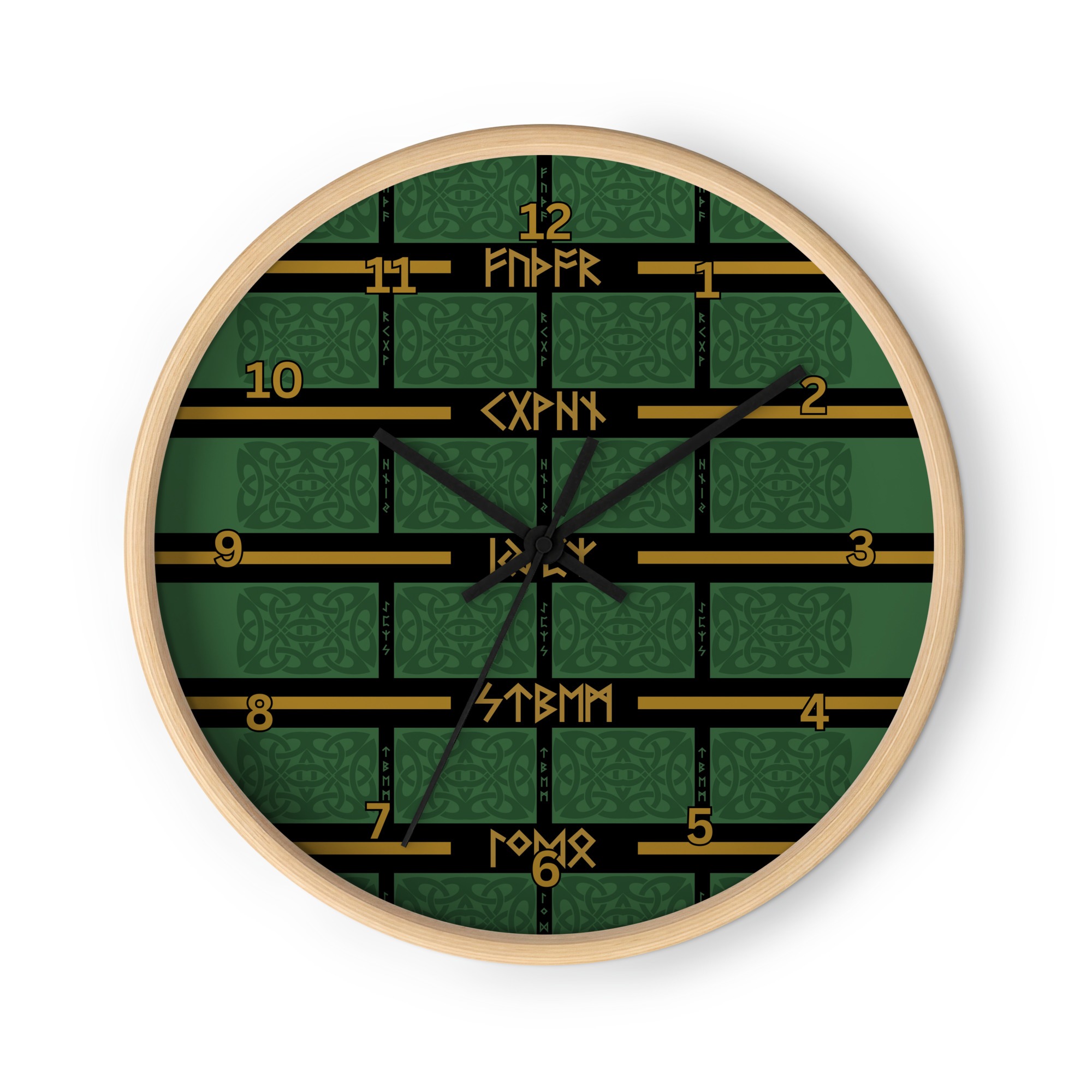 Celtic Runes 1 Wooden Wall Clock by Wayuką́